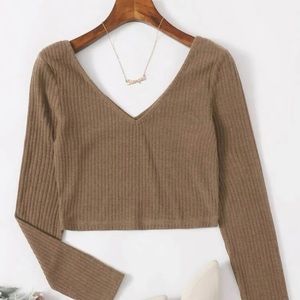 Solid Rib-Knit Crop Tee